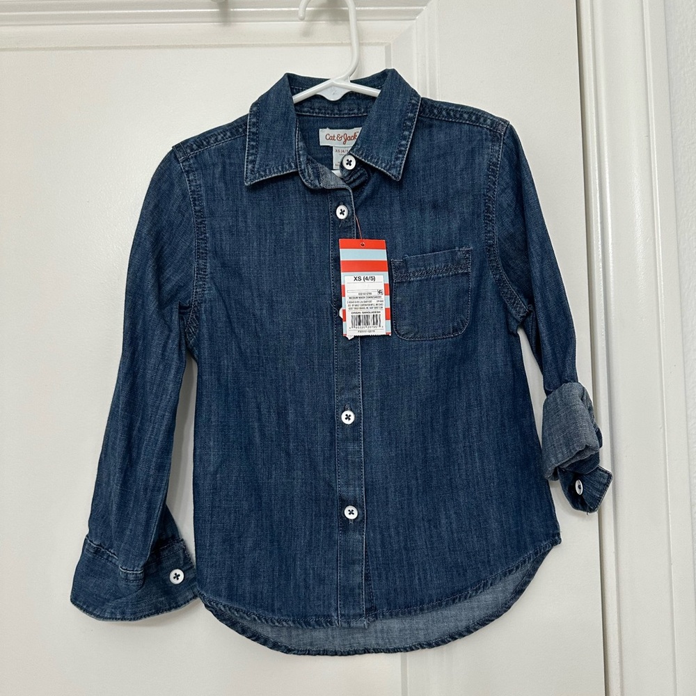 Cat & Jack girls denim button up shirt